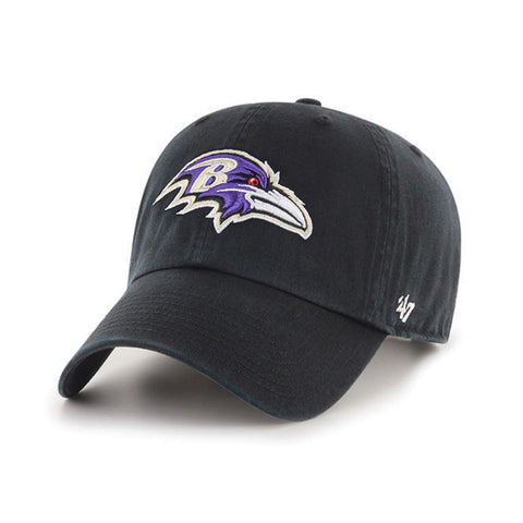 Baltimore Ravens '47 Brand Black "Clean Up" Adjustable Strapback Slouch Hat Cap - Sporting Up