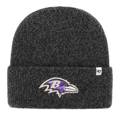 Shop Baltimore Ravens '47 Brand Black "Brain Freeze" Thick Knit Cuffed Beanie Hat Cap - Sporting Up