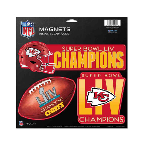 Feuille magnétique Wincraft des champions du Super Bowl liv des Chiefs de Kansas City 2020 (3pk) - faire du sport