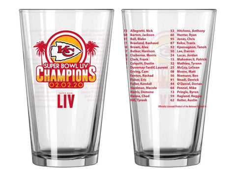 Shop Kansas City Chiefs 2020 Super Bowl LIV Champions Clear Roster Pint Glass (16oz) - Sporting Up