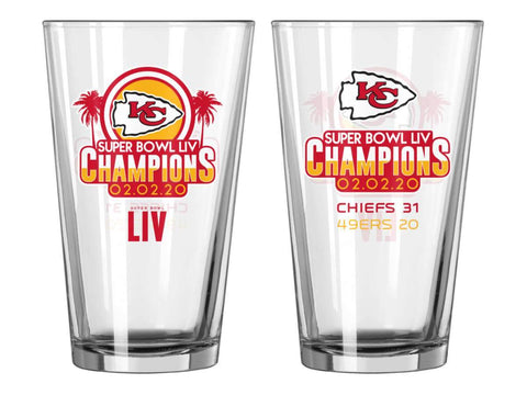 Shop Kansas City Chiefs 2020 Super Bowl LIV Champions Game Score Pint Glass (16oz) - Sporting Up