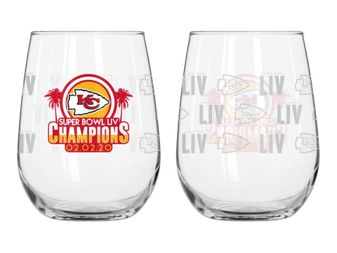 Shop Kansas City Chiefs 2020 Super Bowl LIV Champions Clear Stemless Wine Glass - Sporting Up
