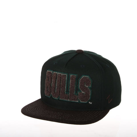 Shop South Florida Bulls Zephyr Dark Green & Gray "Jock" Snapback Flat Bill Hat Cap - Sporting Up