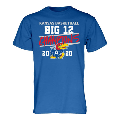 Kansas jayhawks 2020 stora 12 basketmästare kungsblå t-shirt - sportig