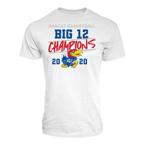 Camiseta blanca de los 12 grandes campeones de baloncesto de Kansas jayhawks 2020 - sporting up