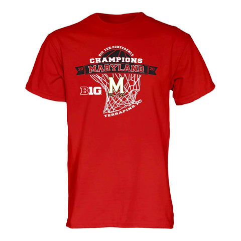 Maryland terrapins 2020 big 10 basket champions nät röd t-shirt - sporting up