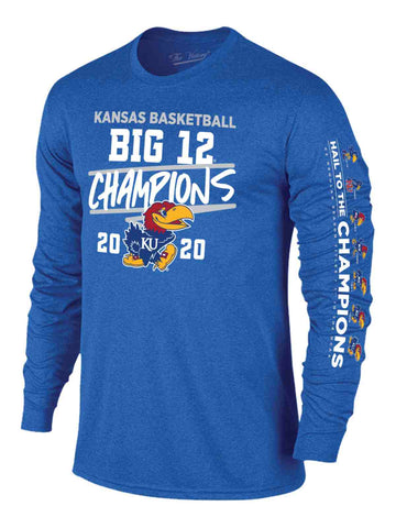 Achetez le t-shirt bleu à manches longues des champions de basket-ball Big 12 des Jayhawks du Kansas 2020 - Sporting Up