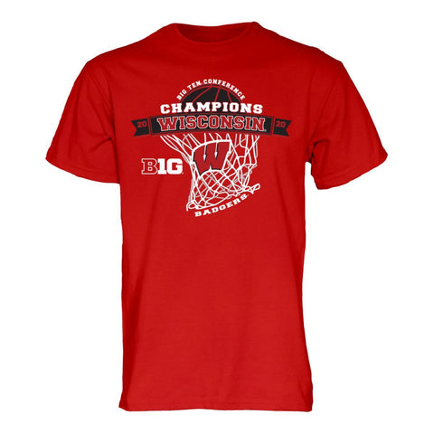 Shop Wisconsin Badgers 2020 BIG 10 Basketball Champions Net Red T-Shirt - Sporting Up
