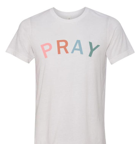 Pray Religious T-Shirt - Solid White Blend - Sporting Up