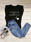 Caffeine & Quarantine Unisex Adult Deep Heather Gray T-Shirt - Sporting Up