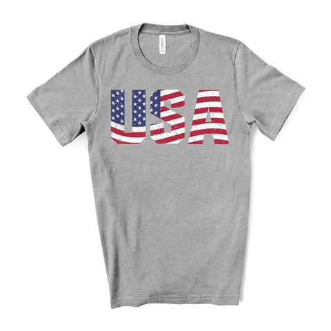 USA American Flag 4th of July T-Shirt - Athletic Heather - Sporting Up