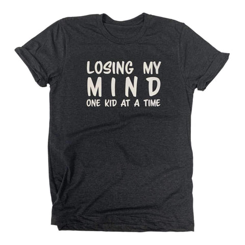 Losing My Mind One Kid at a Time Unisex Heather Dark Grey T-Shirt – Sporting Up