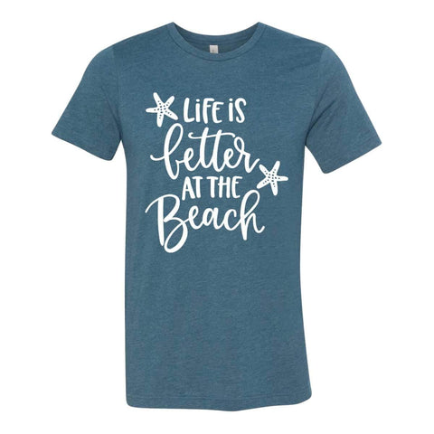 Life is Better at the Beach T-Shirt - Heather Deep Teal - Sporting Up