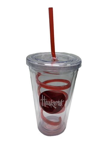 Nebraska Cornhuskers Boelter Brands Clear Tumbler Cup med Red Crazy Swirl Straw - Sporting Up