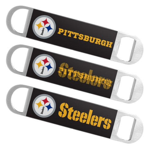 Shop Pittsburgh Steelers NFL Boelter Brands Hologram Logo Metal Bottle Opener Bar Key - Sporting Up