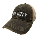 "Off Duty" Retro Brand Mudwashed Distressed Mesh Adj. Snapback Hat Cap - Sporting Up