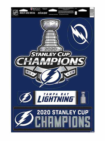 Hoja de calcomanías multiusos de campeones de la copa Stanley de la nhl Lightning 2020 de Tampa Bay Lightning (paquete de 4): luciendo