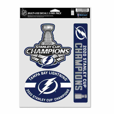 Shop Tampa Bay Lightning 2020 NHL Stanley Cup Champions Multi-Use Fan Decal Set (3pk) - Sporting Up