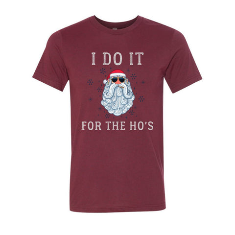Santa I Do It For The Ho's T-Shirt - Heather Cardinal - Sporting Up
