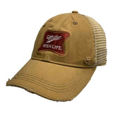 Miller High Life Miller Brewing Co Retro Brand Gold Distressed Mesh Adj Hat Cap - Sporting Up