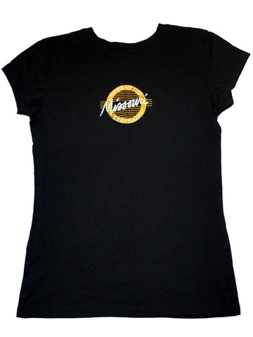 Missouri Tigers The Game Damen-Kurzarm-T-Shirt mit schwarzem, gelbem Kreis-Logo (L) – sportlich