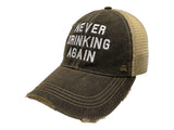 "ne plus jamais boire" casquette de chapeau snapback en maille vieillie délavée à la boue de marque rétro - faire du sport