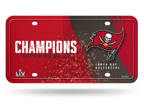 Shop Tampa Bay Buccaneers 2020-2021 Super Bowl LV Champions Metal License Plate Cover - Sporting Up