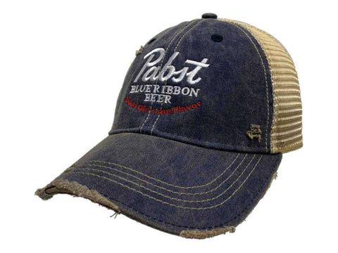 PBR Pabst Blue Ribbon Beer "Good Old-time Flavor" Distressed Mesh Adj Hat Cap - Sporting Up