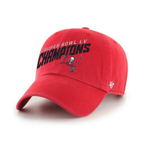 Compre gorra roja "clean up" de los campeones del super bowl lv de los tampa bay buccaneers 2020-2021 - sporting up