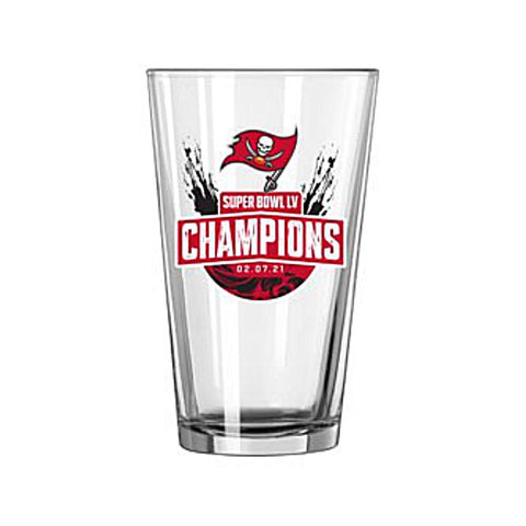 Tampa Bay Buccaneers 2020-2021 Super Bowl LV Champions Clear Pint Glass (16oz) - Sporting Up