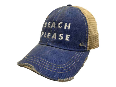 „Beach Please“ Original-Retro-Markenmütze mit Snapback-Mütze in Used-Optik in Königsblau – sportlich