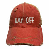 "Day Off" Original Retro Brand Red Distressed Tattered Mesh Snapback Hat Cap - Sporting Up