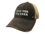 "Here for the Beer" Original Retro Brand Mudwashed Distressed Mesh Adj. Hat Cap - Sporting Up