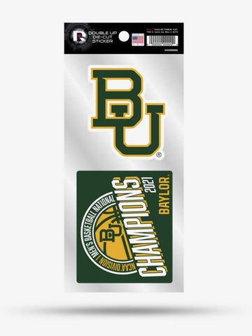 Shop Baylor Bears 2020-2021 Basketball National Champions Double Up Die Cut Stickers - Sporting Up