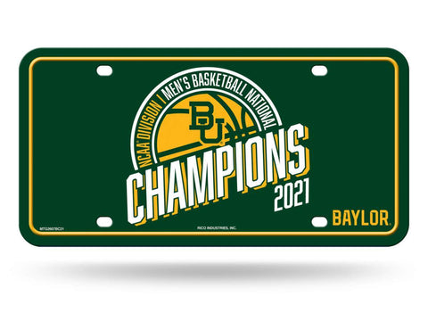 Baylor lleva la cubierta de matrícula de metal de los campeones nacionales de baloncesto 2020-2021 - sporting up