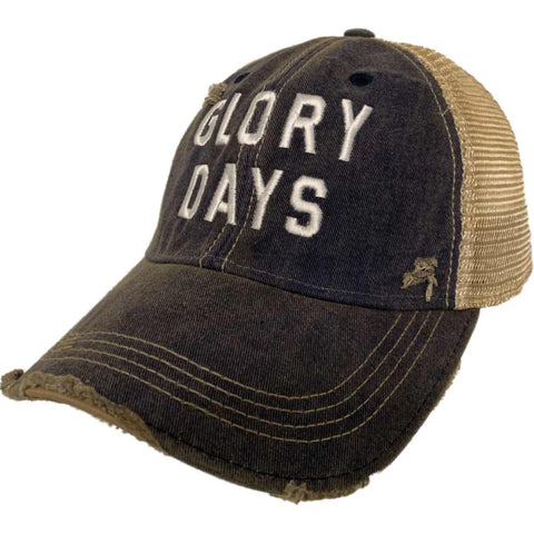 "Glory Days" marca retro azul marino desgastado malla hecha jirones adj. gorra snapback - haciendo deporte