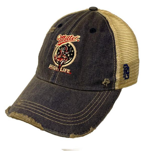 Shop Miller High Life Brewing Company Retro Brand Navy Vintage Mesh Beer Adj. Hat Cap - Sporting Up