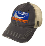 Florida Gators Retro Brand Gray Vintage Distressed Mesh Snapback Hat Cap - Sporting Up