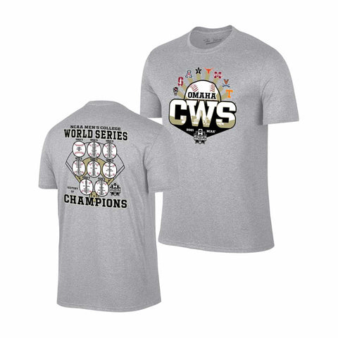 Shop 2021 Men's College World Series CWS 8 Team Baseball History of Champions T-Shirt - Sporting Up