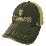Guinness Beer Retro Brand Forest Green Distressed Mesh Snapback Trucker Hat Cap - Sporting Up