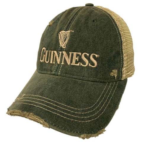 Shop Guinness Beer Retro Brand Forest Green Distressed Mesh Snapback Trucker Hat Cap - Sporting Up