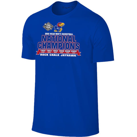Shoppa segern kansas jayhawks basket nationella mästare t-shirt med bracket - sportig