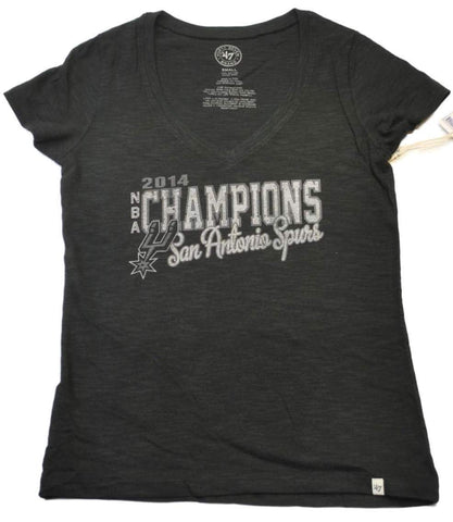 Camiseta scrum negra con cuello en V para mujer San Antonio Spurs 47 Brand 2014 Champions - sporting up