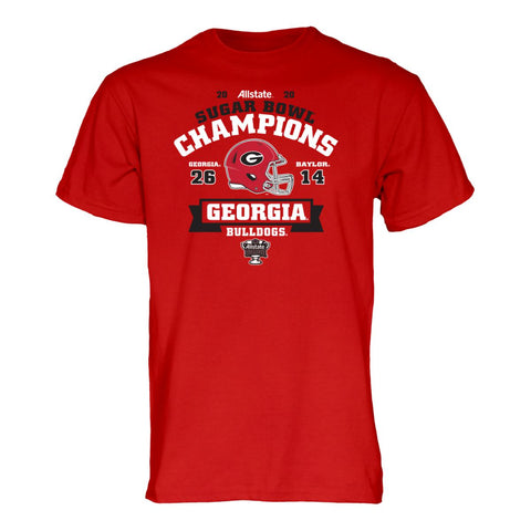 Georgia Bulldogs 2020 cfp Sugar Bowl Champions T-shirt rouge score de jeu - Sporting Up
