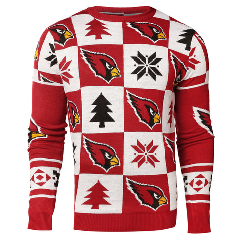 Kaufen Sie den hässlichen Pullover „Arizona Cardinals NFL Forever Collectibles“ mit roten und weißen Strickaufnähern – sportlich
