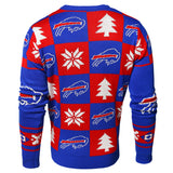 Buffalo Bills NFL Forever Collectibles Red & Blue Knit Patches Ugly Sweater - Sporting Up