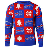 Buffalo Bills NFL Forever Collectibles Red & Blue Knit Patches Ugly Sweater - Sporting Up