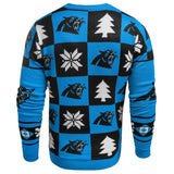 Carolina Panthers Forever Collectibles suéter feo con parches de punto azul y negro - Sporting Up