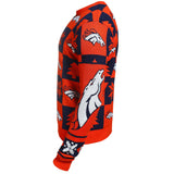 Denver Broncos nfl Forever Collectibles orange et bleu marine patchs en tricot pull laid - sporting up