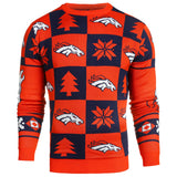 Denver Broncos NFL Forever Collectibles Orange & Navy Knit Patches Ugly Sweater - Sporting Up